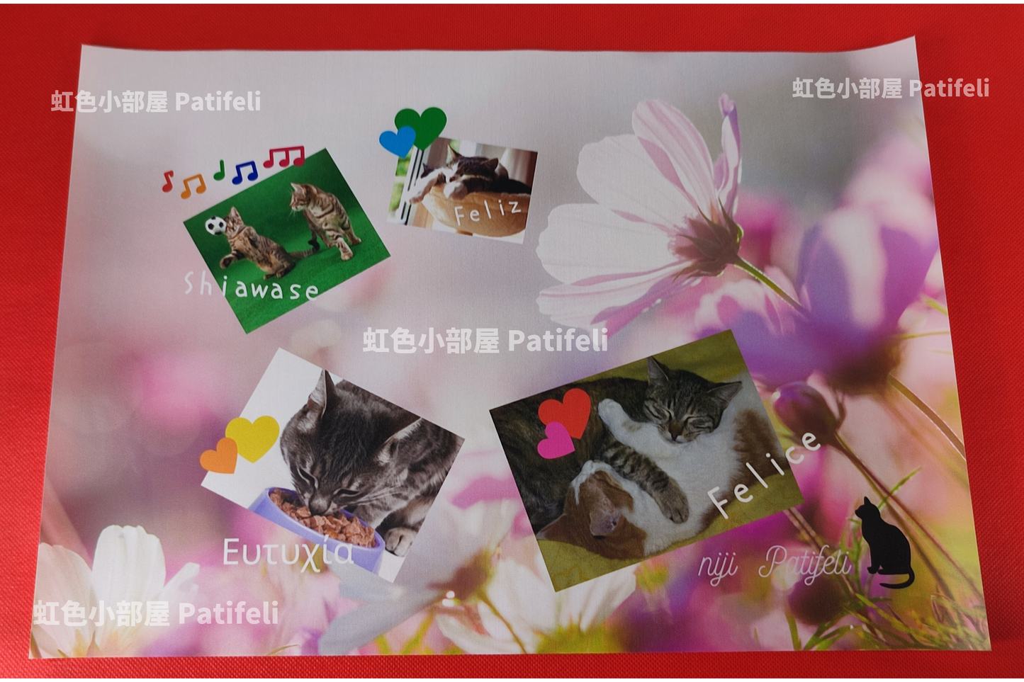 【A】布製 ポスター「南欧パティオ  猫ちゃんたちの楽しい日常ライフ」