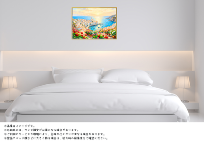 【A】南欧の絶景街並み壁掛け A4「天才画家が愛したカダケス」