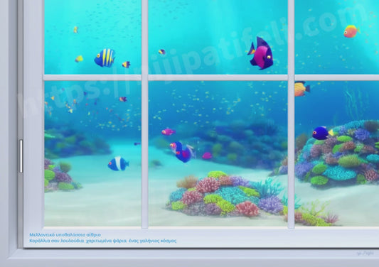 【A】デジタルアート 動画（MP4）エーゲ海の光と熱帯魚が泳ぐ未来の海中パティオ空間