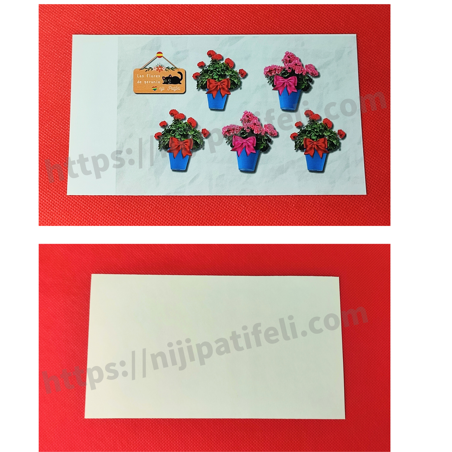 【A】ステッカー  長方形「南欧パティオ  おしゃれなゼラニウム 壁の花飾り」