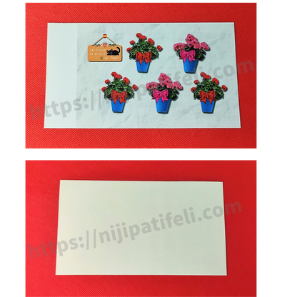 【A】ステッカー  長方形「南欧パティオ  おしゃれなゼラニウム 壁の花飾り」